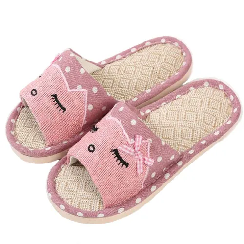 AioTio Linen Couple Home Slippers Japanese Style Child Fun