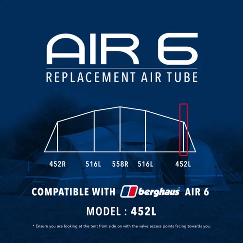 Air 6 Tent Replacement Air Tube - 452L - Black, Black