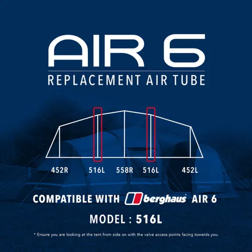 Air 6 Tent Replacement Air Tube - 516L, Black