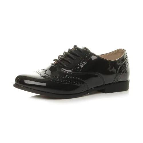 AJVANI Flat Low Heel lace up Smart Vintage Oxford Shoes