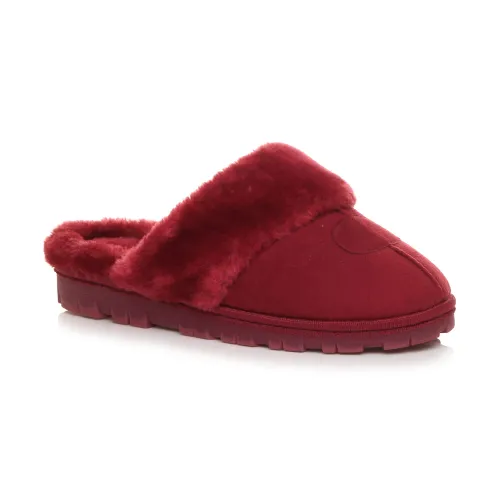 AJVANI flat low heel winter fur lined mules slippers size 4