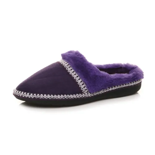 AJVANI flat low heel winter fur lined mules slippers size 9
