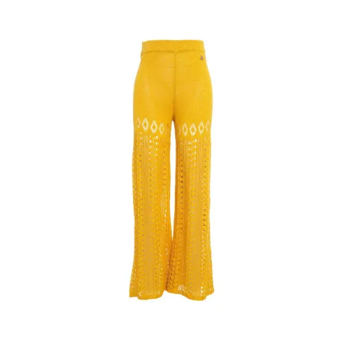 Akep , Yellow Trousers for Women ,Yellow female, Sizes: