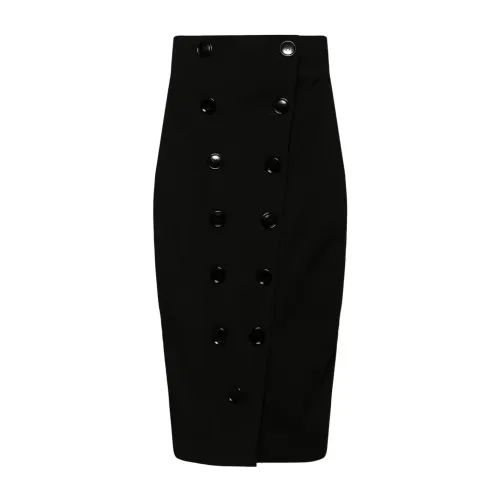 Alaïa , Black Stretch Wool Pencil Skirt ,Black female, Sizes: