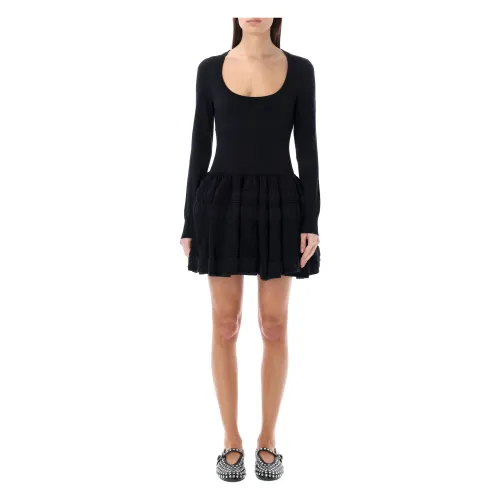 Alaïa , Criolina Long Sleeve Mini Dress ,Black female, Sizes: