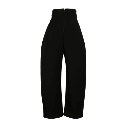 Alaïa , High-waisted Black Trousers with Geometric Stitching ,Black female, Sizes: