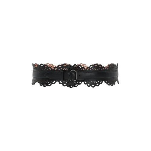 Alaïa , Lace Pattern Leather Belt ,Black female, Sizes:
