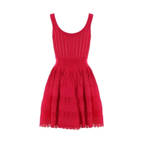 Alaïa , Sleeveless Knit Dress in Bouganvillea ,Red female, Sizes: