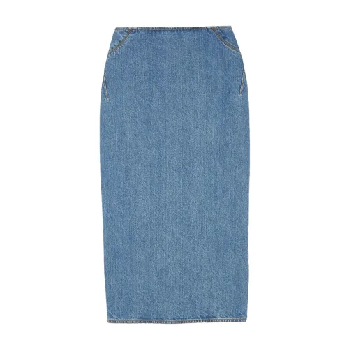 Alaïa , Vintage Blue Denim Pencil Skirt ,Blue female, Sizes: