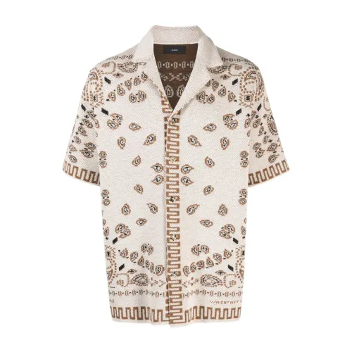 Alanui , Beige Knitted Shirt with Intarsia Pattern ,Beige male, Sizes: