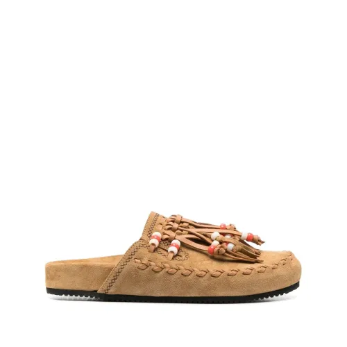 Alanui , Brown Suede Tassel Flats ,Brown female, Sizes: