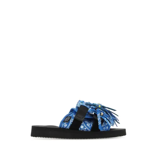 Alanui , Printed Nylon Motorcycle Slippers ,Blue female, Sizes: