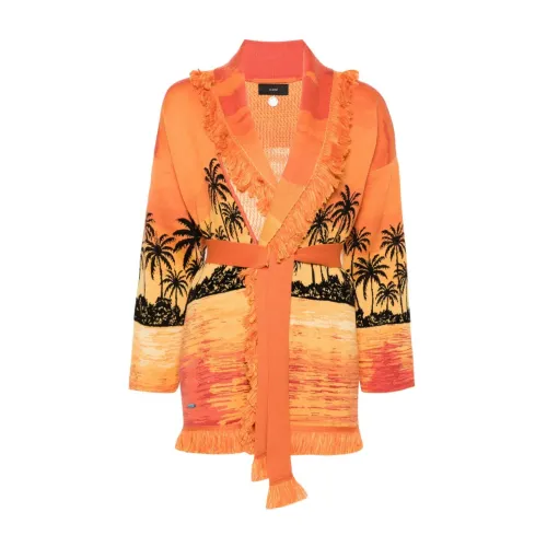 Alanui , Sunset Print V-Neck Sweater ,Multicolor female, Sizes: