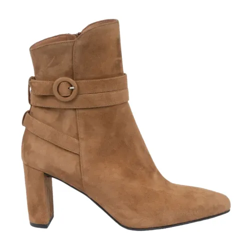 Albano , Camel Suede Ankle Boot with Side Zip ,Brown female, Sizes: