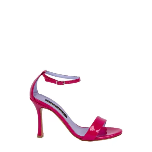 Albano , Fuchsia Patent Leather Ankle Strap Sandals ,Pink female, Sizes: