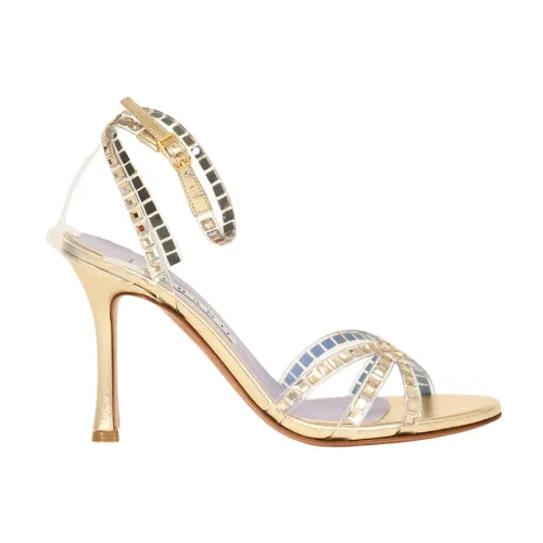 Albano , Golden Microfiber Sandals with Plexiglass ,Beige female, Sizes: