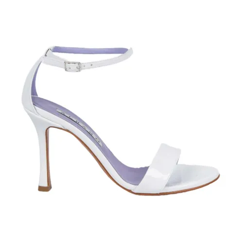 Albano , White Patent Leather Ankle Strap Sandals ,White female, Sizes: