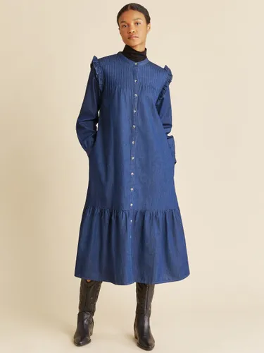 Albaray Denim Ruffle Shoulder Dress, Indigo - Indigo - Female