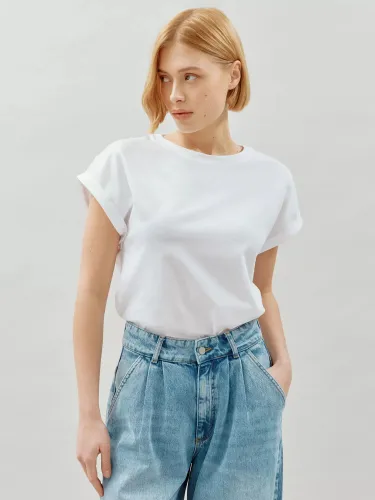 Albaray Roll Back Cuff T-Shirt - White - Female