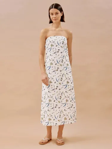 Albaray Sprig Floral Bandeau Maxi Dress - White/Multi - Female