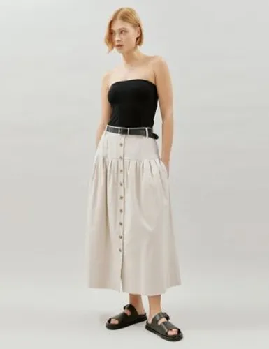 Albaray Womens Cotton Rich Maxi A-Line Skirt - 10 - Stone, Stone