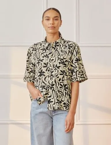 Albaray Womens Floral Button Through Shirt - 8 - Cream Mix, Cream Mix