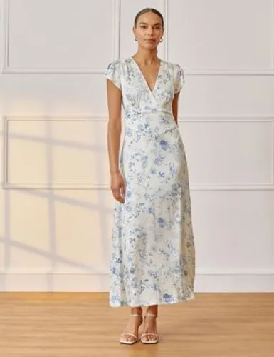 Albaray Womens Floral V-Neck Maxi Wrap Dress - 10 - Cream Mix, Cream Mix