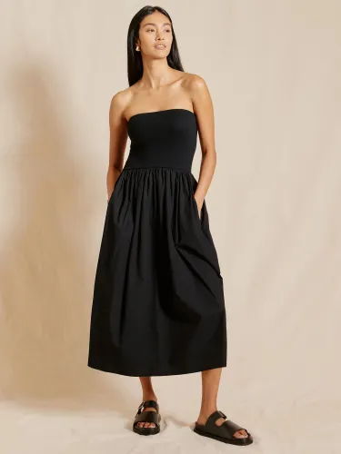 Albaray Woven Mix Bandeau Midi Dress, Black - Black - Female