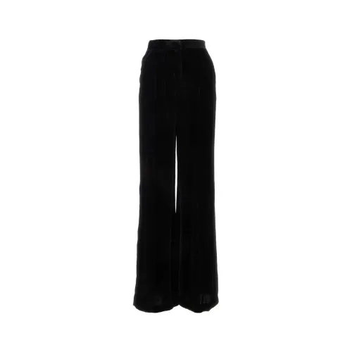 Alberta Ferretti , Black velvet wide-leg pant ,Black female, Sizes: