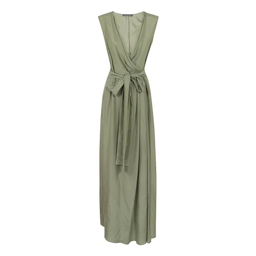 Alberta Ferretti , Habotai Dress ,Green female, Sizes: