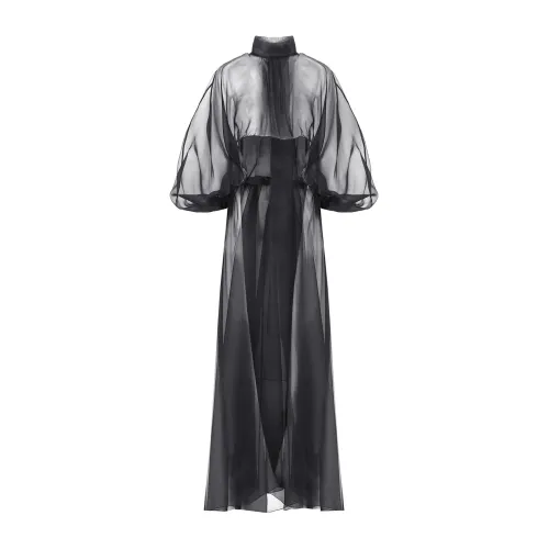 Alberta Ferretti , Stunning Black Silk Dress ,Black female, Sizes: