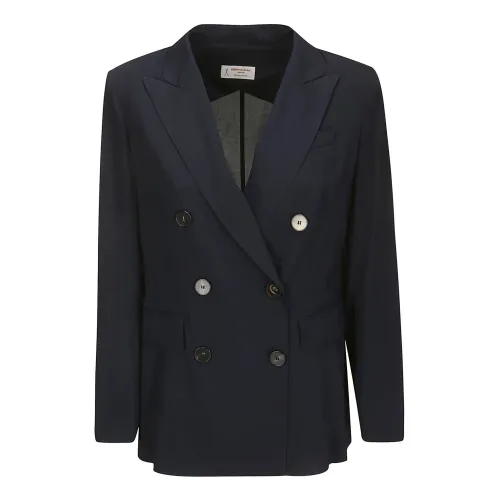 Alberto Biani , Georgette Double-Breasted Jacket ,Blue female, Sizes:
