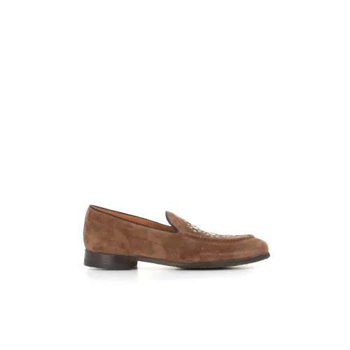 Alberto Fasciani , Beige Suede Studded Loafers ,Beige female, Sizes: