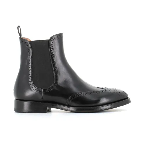Alberto Fasciani , Black Brogue Chelsea Flat Shoes ,Black female, Sizes: