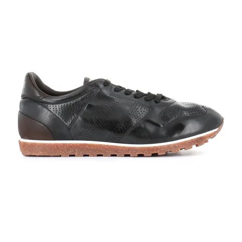 Alberto Fasciani , Black Horse Leather Sneakers with Cork and Latex Sole ,Black male, Sizes:
