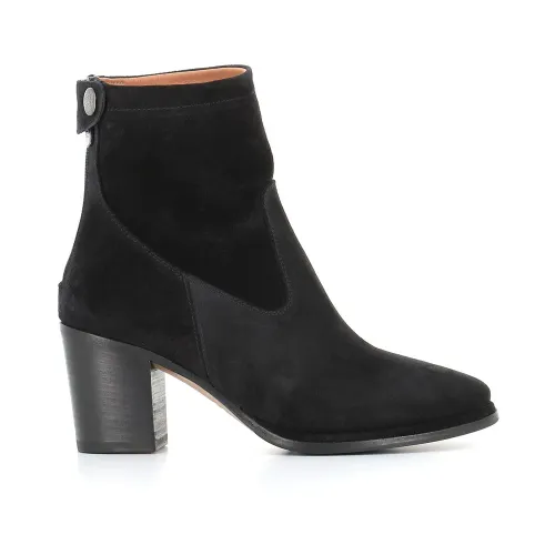 Alberto Fasciani , Black Suede Boots with Zipper and Button Closure ,Black female, Sizes: