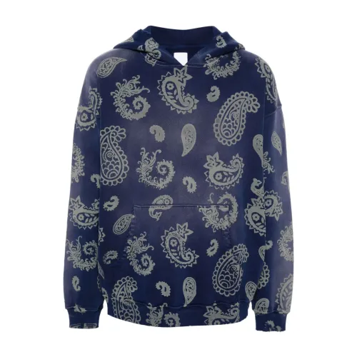 Alchemist , Blue Paisley Print Sweater ,Blue male, Sizes: