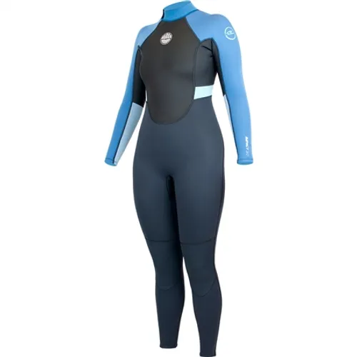 Alder Womens Impact 3/2mm Back Zip Wetsuit - Graphite, Faeince Blue & Glacier
