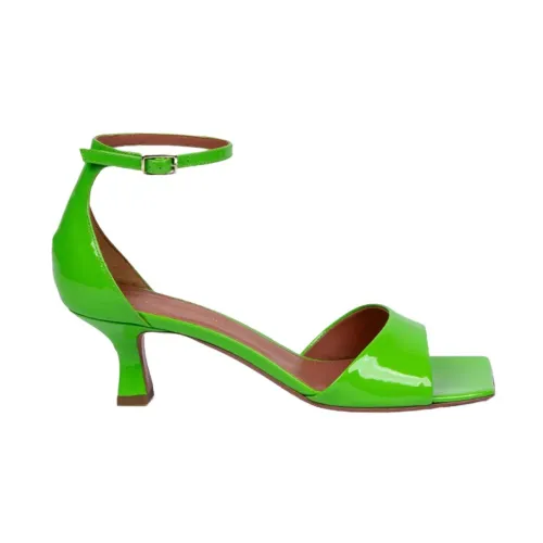 Aldo Castagna , Green Patent Leather Ankle Strap Sandals ,Green female, Sizes: