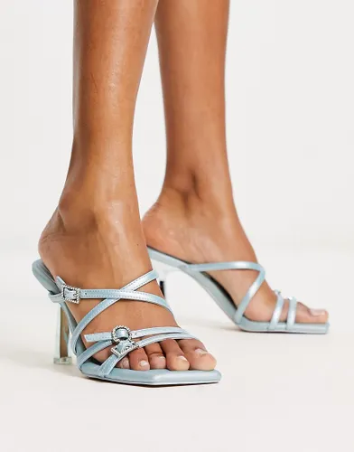 ALDO Eriasien buckle heeled sandals in sky metallic-Blue