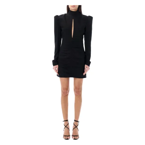 Alessandra Rich , Black High Neck Draped Mini Dress ,Black female, Sizes: