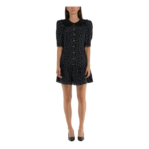 Alessandra Rich , Daisy Print Silk Mini Dress ,Black female, Sizes: