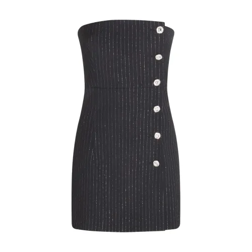 Alessandra Rich , Embroidered wool blend mini dress ,Black female, Sizes: