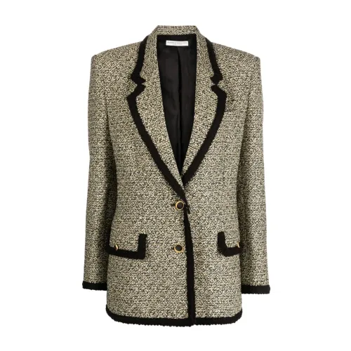 Alessandra Rich , Oversized Sequin Tweed Jacket ,Beige female, Sizes: