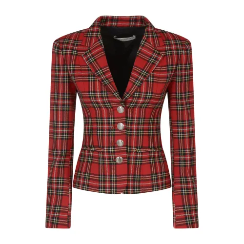 Alessandra Rich , Tartan Wool Jackets ,Red female, Sizes: