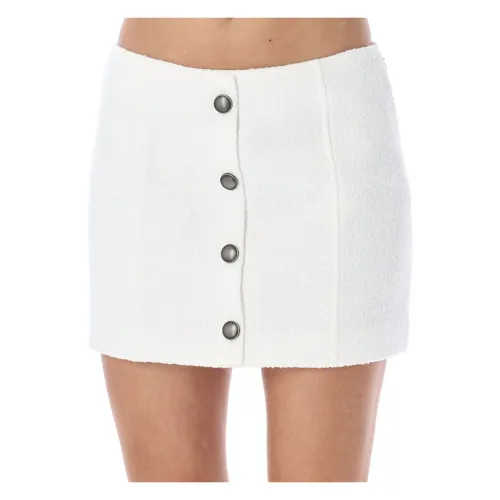 Alessandra Rich , White Tweed Boucle Mini Skirt ,White female, Sizes: