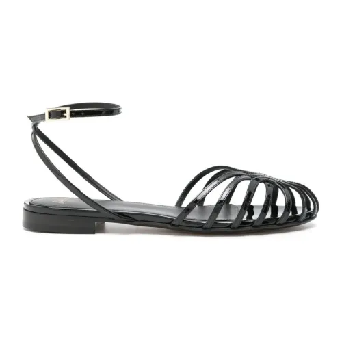 Alevi Milano , Black Patent Leather Sandals ,Black female, Sizes: