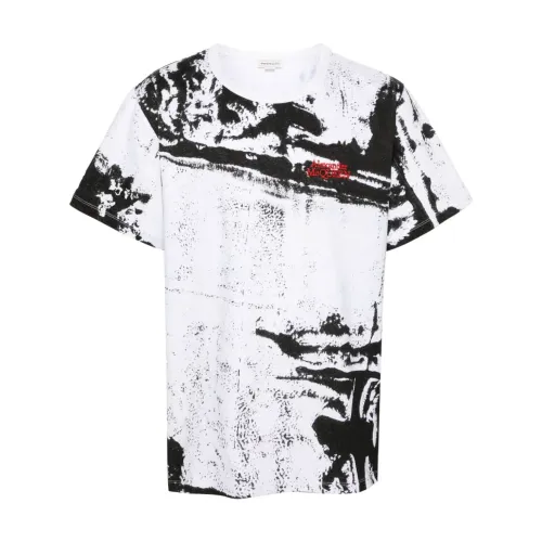 Alexander McQueen , Abstract Pattern Print T-shirts and Polos ,White male, Sizes: