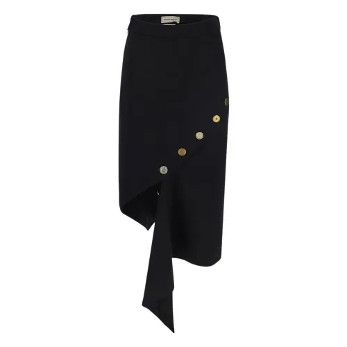 Alexander McQueen , Asymmetrical Midi Skirt ,Black female, Sizes: