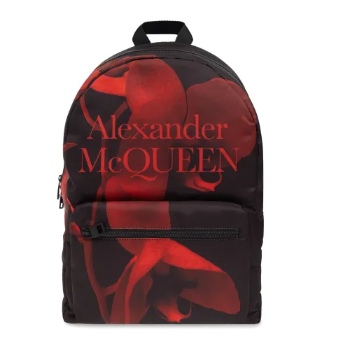 Alexander McQueen , Backpack with floral motif ,Black male, Sizes: ONE SIZE